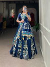Blue Colour Rayon With Plain Printed Silk Lehenga With Blouse Dupatta Best Wholesale Shop In Surat